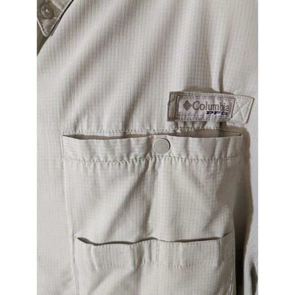Columbia PFG Button Up Shirt Short Sleeve Performance Fishing Gear Tan Men’s XL - Picture 3 of 7